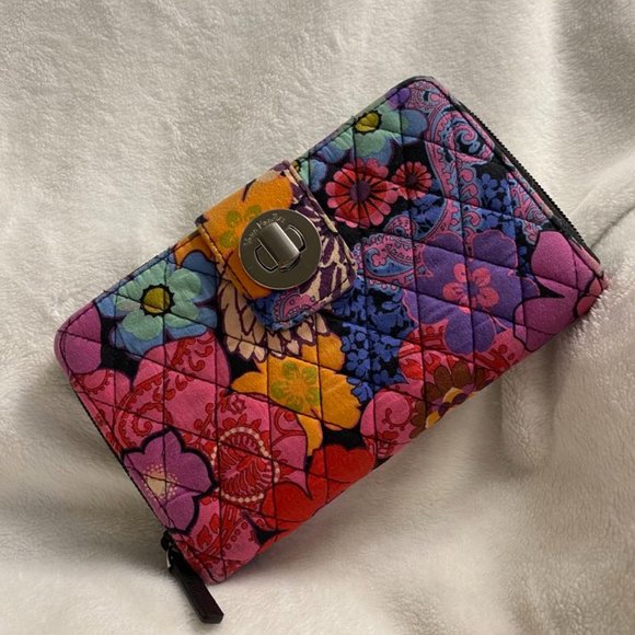 Vera Bradley Handbags - Vera Bradley Floral Fiesta RFID Turnlock (Large) Wallet